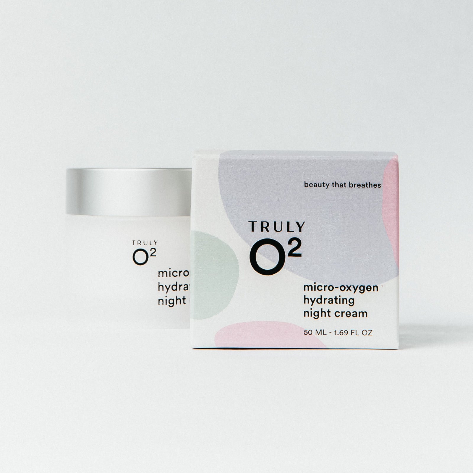 Truly O2 micro-oxygen hydrating night cream box and jar