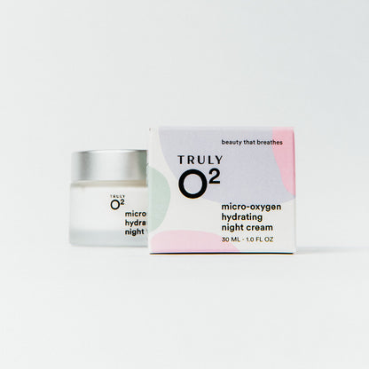 Truly O2 micro-oxygen hydrating night cream box and jar